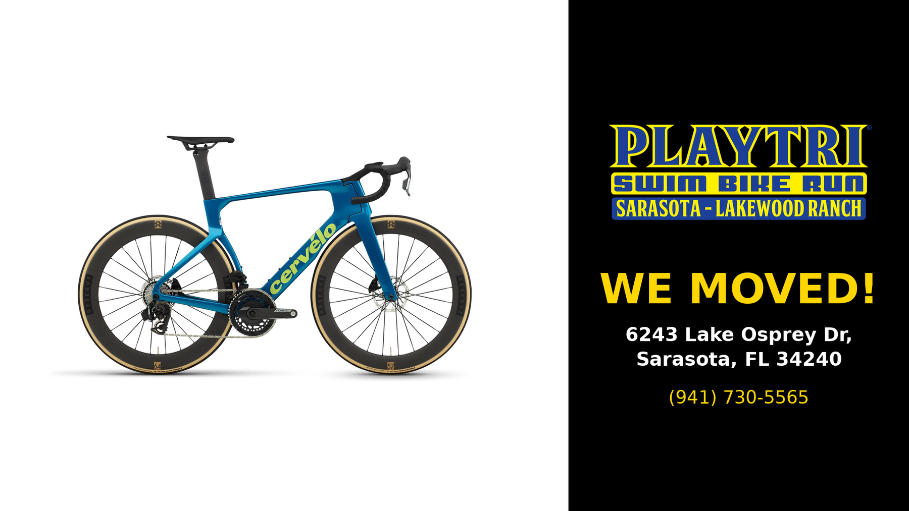 Playtri Sarasota is now at 6243 Lake Osprey Dr.