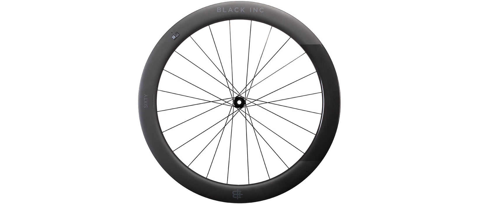 Black Inc Black Sixty Wheelset compatible with SRAM and Shimano, high-performance carbon wheels for road racing, available at Playtri Sarasota