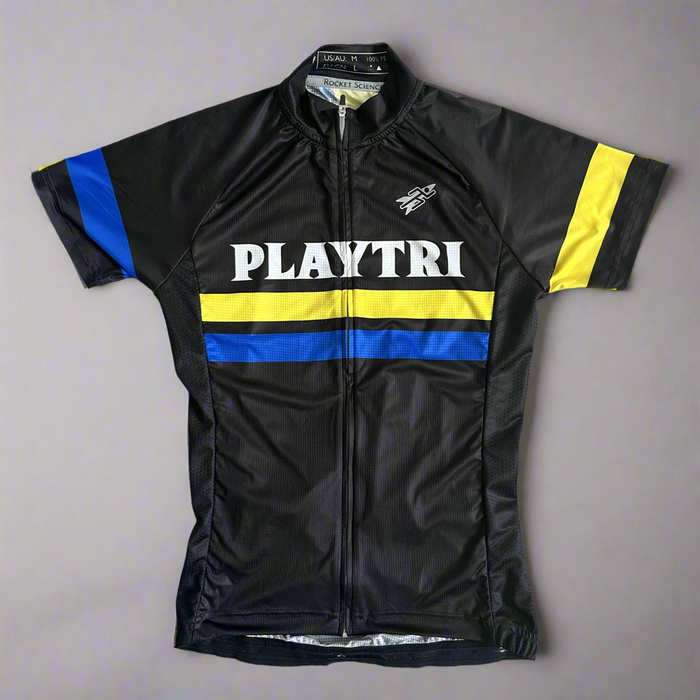 Playtri Women's Cycling Jersey Short Sleeve, Black Stripe