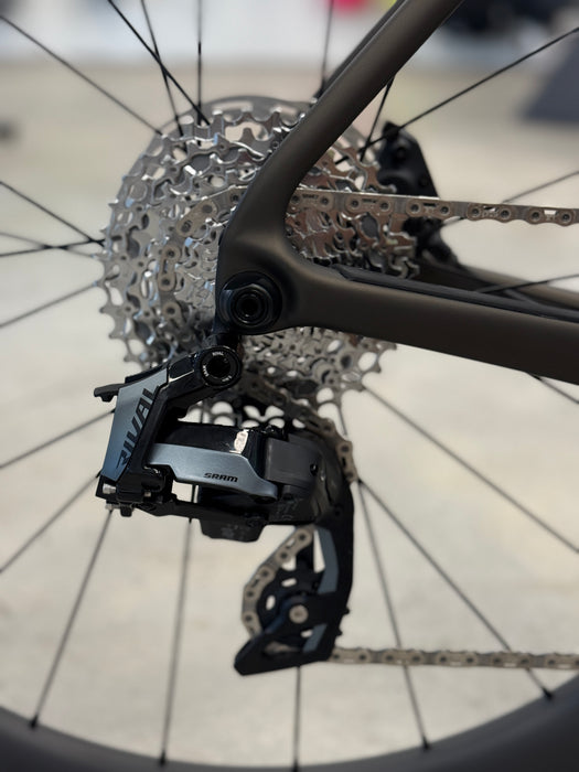 Detail of aero frame and cockpit on a racing bicycle