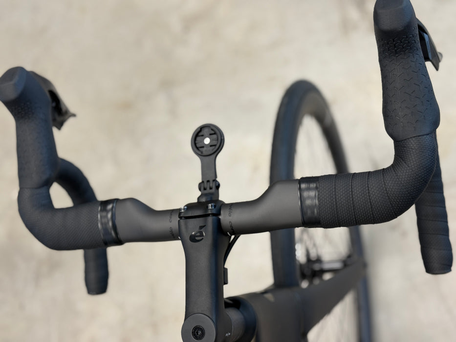 Close up of carbon wheels and hub on a sleek road bike