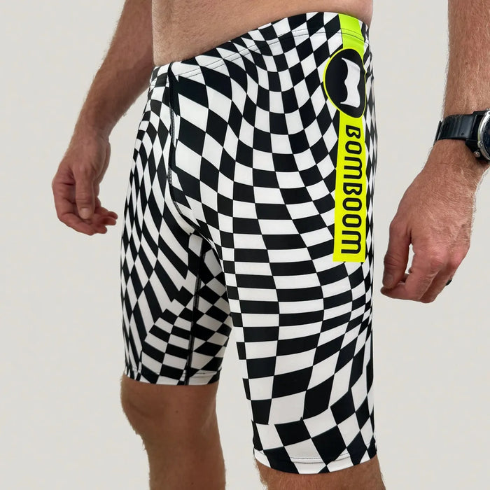Bomboom Men’s Three Quarter Length Swim Jammer – Checkadelic