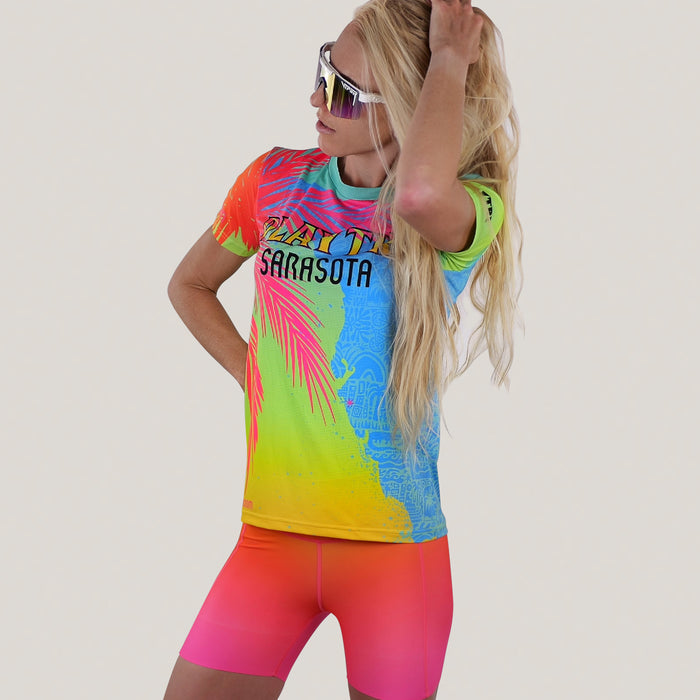 Playtri Sarasota x Bomboom Women's Short Sleeve Tech Tee