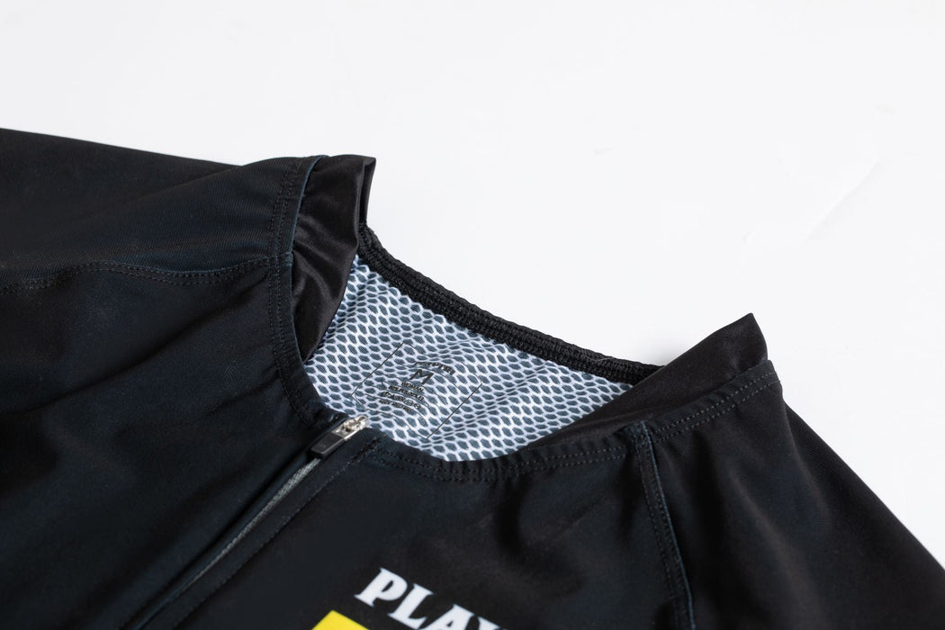 Playtri Women's Sleeved Tri Suit Black for Triathlon, Swimming, Biking, Running